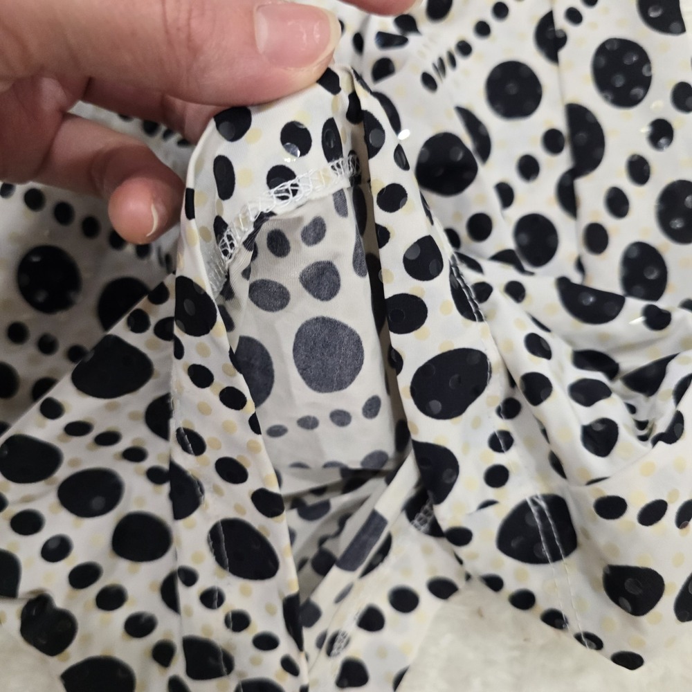 TOWER Vintage 90s Polka‎ Dot Wide Leg Palazzo Pants White Black Sequin Size M - Picture 8 of 13